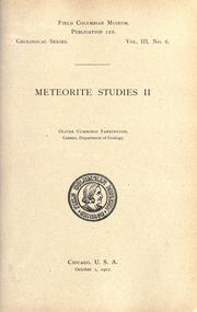Cover of: Meteorite studies by Oliver C. Farrington