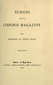 Cover of: Echoes from the Oxford magazine: being reprints of seven years.