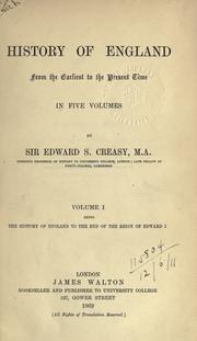 Cover of: History of England from the earliest to the present time.