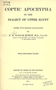 Cover of: Coptic Apocrypha in the dialect of Upper Egypt