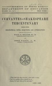 Cover of: Cervantes-Shakespeare tercentenary, 1616-1916 by Puerto Rico. Dept. of Education.
