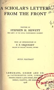 Cover of: A scholar's letters from the front by Stephen H. Hewett
