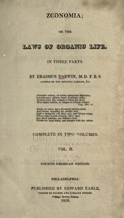 Cover of: Zoonomia; or The laws of organic life. by Erasmus Darwin
