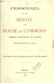 Cover of: Personnel of the Senate and House of Commons, eighth Parliament of Canada, elected June 23, 1896. by 