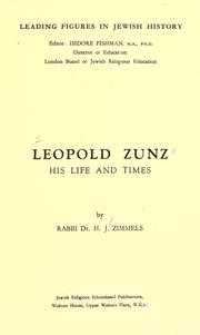 Cover of: Leopold Zunz