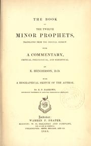 Cover of: book of the twelve minor prophets: translated from the original Hebrew with a commentary, critical, philological, and exegetical.