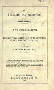 Cover of: On eucharistical adoration by John Keble