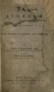 Cover of: An algebra: designed for the use of high schools, academies, and colleges