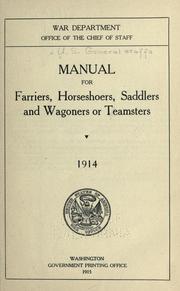 Cover of: Manual for farriers, horseshoers, saddlers, and wagoners or teamsters
