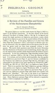 Cover of: A revision of the families and genera of the Stylonuracea (Eurypterida) by Kjellesvig-Waering, Erik N.