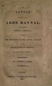 Cover of: Letter addressed to the Abbe Raynal: In which the mistakes in the abbe's account of the revolution of America are corrected and cleared up.