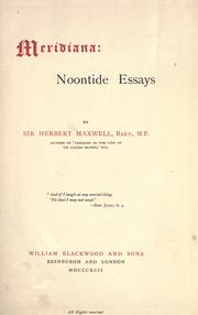 Cover of: Meridiana by Maxwell, Herbert Sir.