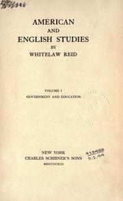 Cover of: American and English studies. by Whitelaw Reid