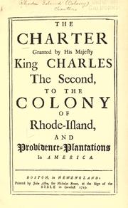 Cover of: Acts and laws of His Majesties colony of Rhode-Island, and Providence-Plantations in America.