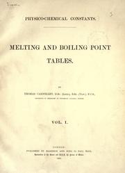 Cover of: Melting and boiling point tables. by Thomas Carnelley