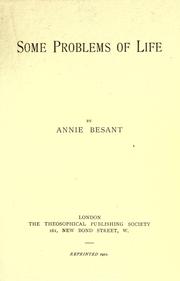 Cover of: Some problems of life.