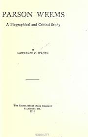 Cover of: Parson Weems: a biographical and critical study
