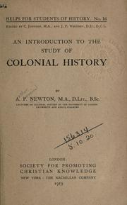 Cover of: An introduction to the study of colonial history. by Arthur Percival Newton