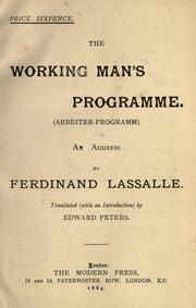 Cover of: The working man's programme by Ferdinand Lassalle