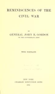 Cover of: Reminiscences of the civil war by John Brown Gordon