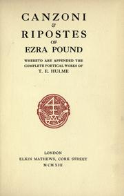 Cover of: Canzoni; & Ripostes of Ezra Pound by Ezra Pound