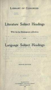 Cover of: Literature subject headings by Library of Congress. Catalog Division.