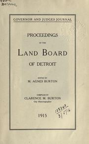 Cover of: Governor and Judges Journal: Proceedings of the Land Board of Detroit
