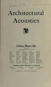 Architectural acoustics by Clifford Melville] Swan