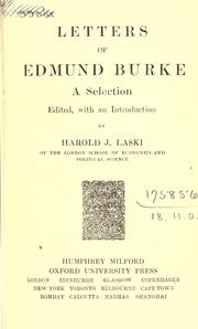 Cover of: Letters, a selection: edited with an introd. by Harold J. Laski.