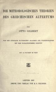 Cover of: Die meteorologischen Theorien des griechischen Altertums by Otto Gilbert