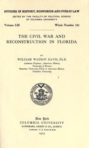 Cover of: The civil war and reconstruction in Florida