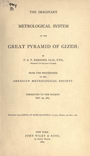 Cover of: The imaginary metrological system of the Great pyramid of Gizeh
