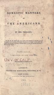 Cover of: Domestic manners of the Americans