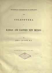 Cover of: The Coleoptera of Kansas and eastern New Mexico