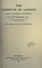 Cover of: The Commune of London, and other studies: With a prefatory letter by Sir Walter Besant.