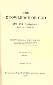 Cover of: The knowledge of God and its historical development.