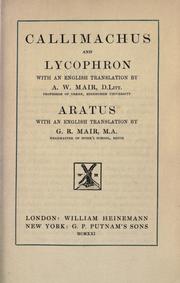 Cover of: Callimachus and Lycophron by Callimachus.