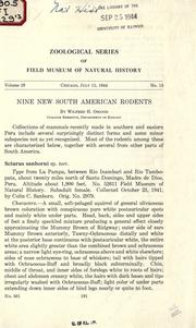 Cover of: Nine new South American rodents by Wilfred Hudson Osgood
