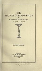Cover of: The higher metaphysics
