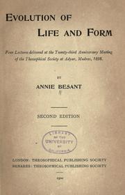 Cover of: Evolution of life and form by Annie Wood Besant