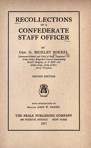 Cover of: Recollections of a Confederate staff officer