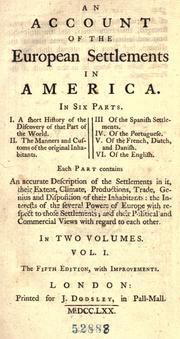 An account of the European settlements in America by Edmund Burke