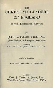 Cover of: The Christian leaders of England in the eighteenth century. by J. C. Ryle