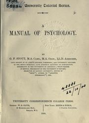 Cover of: Manual of psychology. by Stout, George Frederick