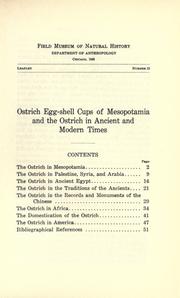 Cover of: Ostrich egg-shell cups of Mesopotamia and the ostrich in ancient and modern times by Berthold Laufer