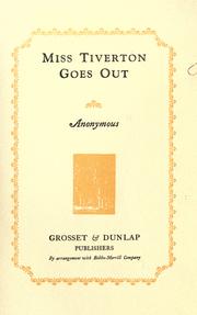Cover of: Miss Tiverton goes out by A. M. Champneys