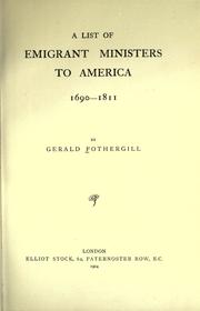 Cover of: A list of emigrant ministers to America, 1690-1811. by Gerald Fothergill