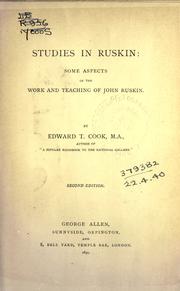 Cover of: Studies in Ruskin: some aspects of the work and teaching of John Ruskin.