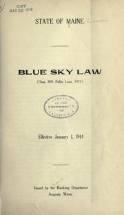 Cover of: Blue sky law (Chap. 209, Public laws, 1913): Effective January 1, 1914.