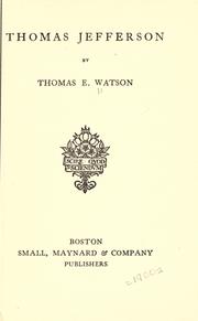 Cover of: Thomas Jefferson by Thomas E. Watson